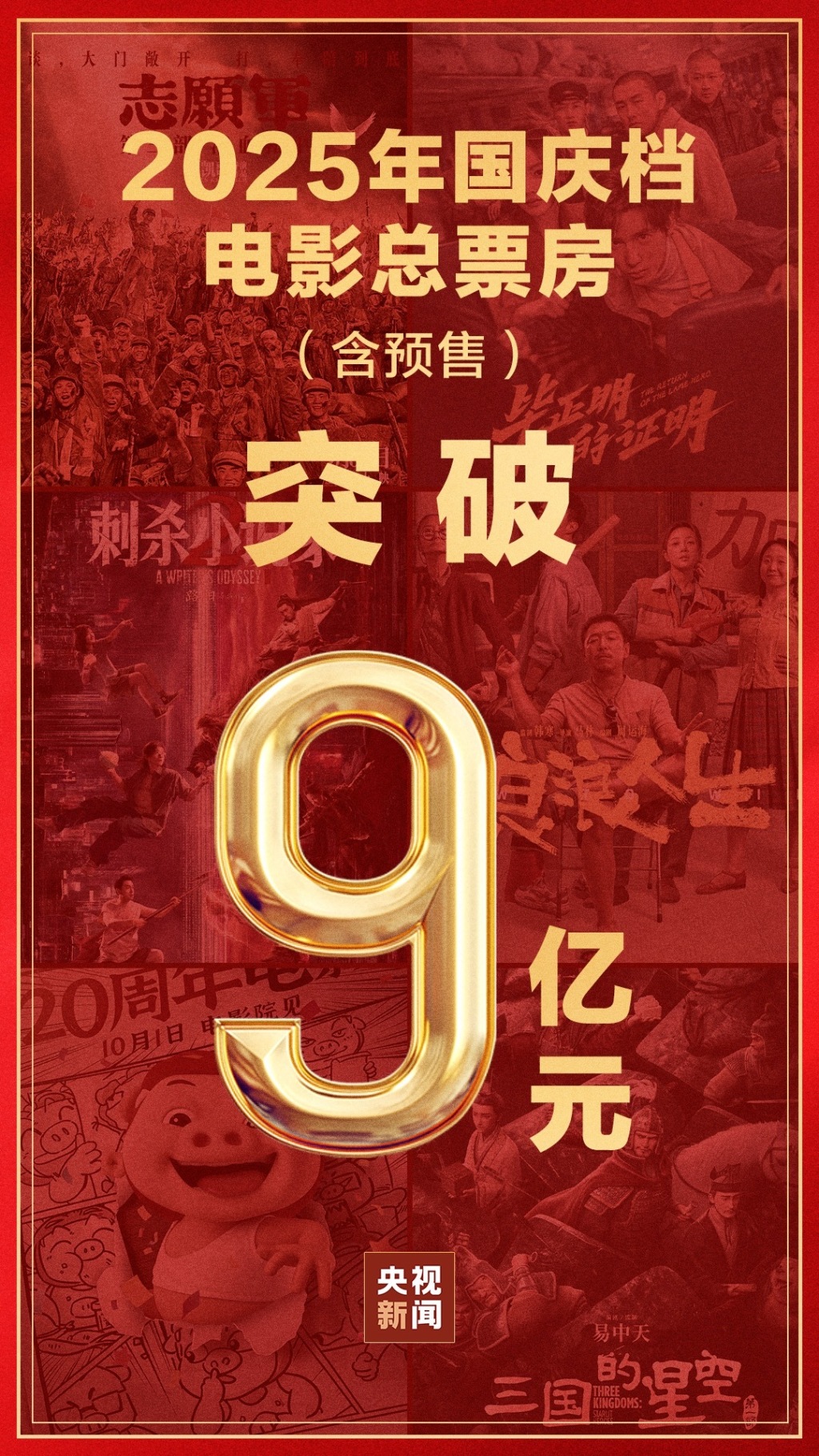 2025年国庆档电影总票房破9亿